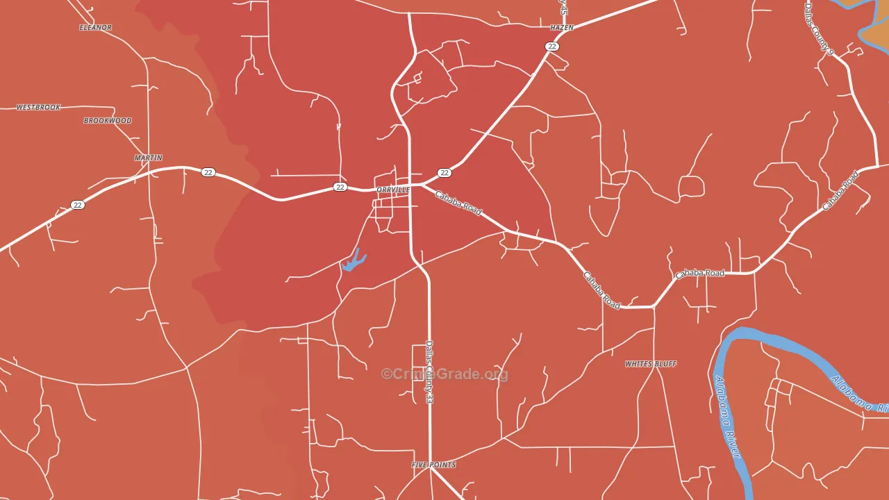 Orrville, AL Map of Murder Rates