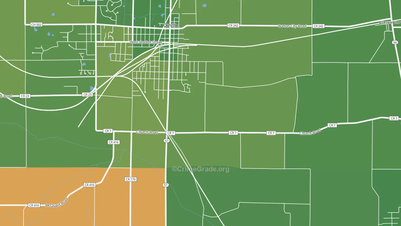 Orrville Junction, OH Map of Murder Rates