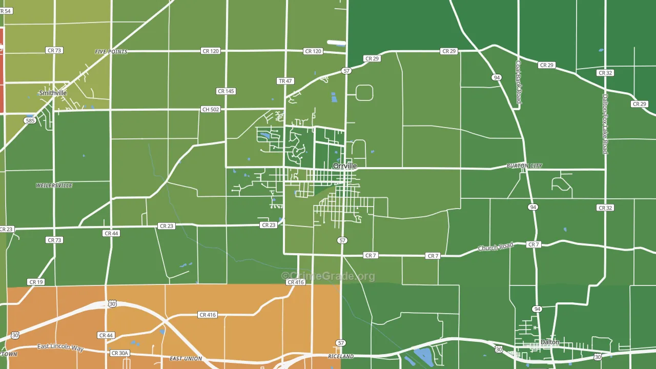 Orrville, OH Map of Murder Rates