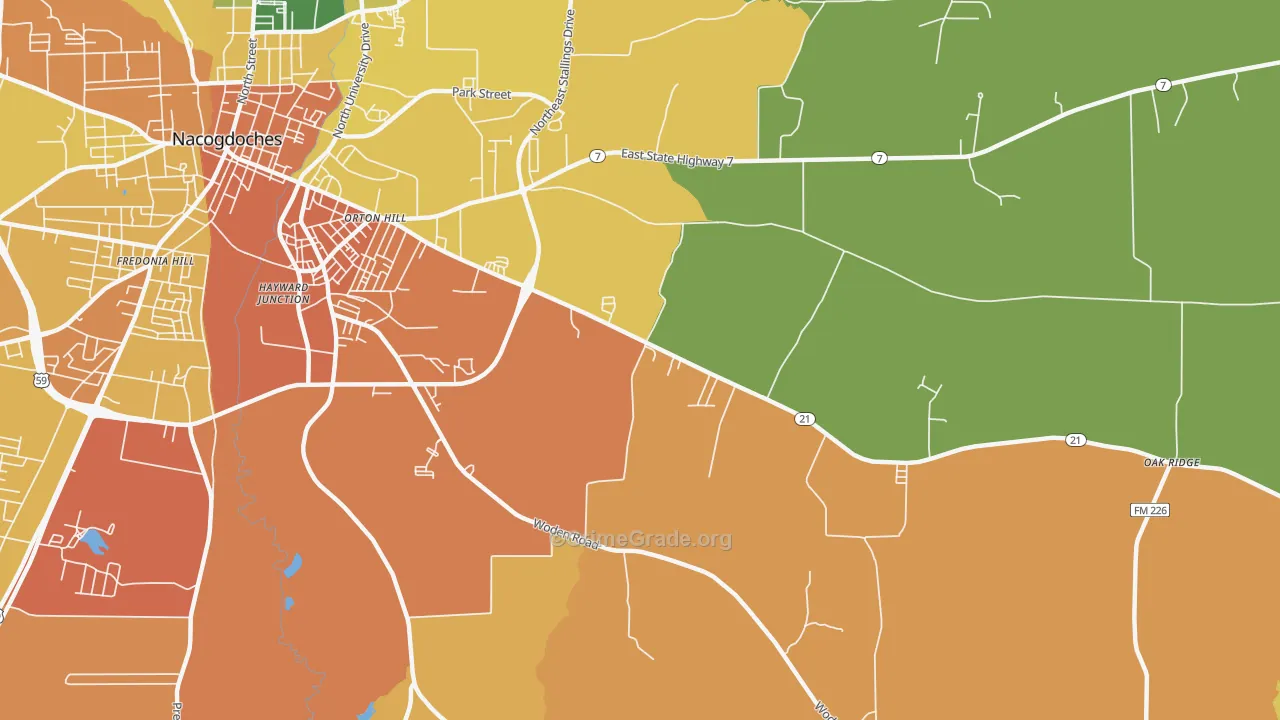 Orton Hill, TX Map of Murder Rates