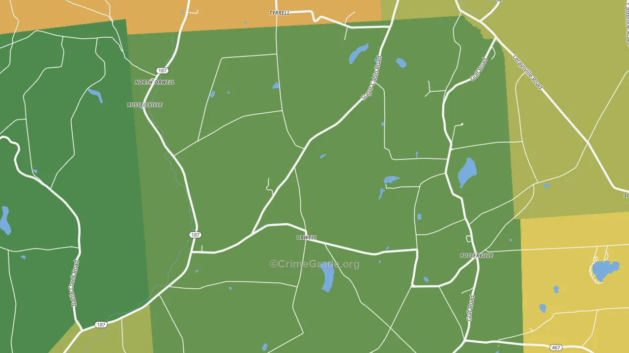 Orwell, PA Map of Murder Rates