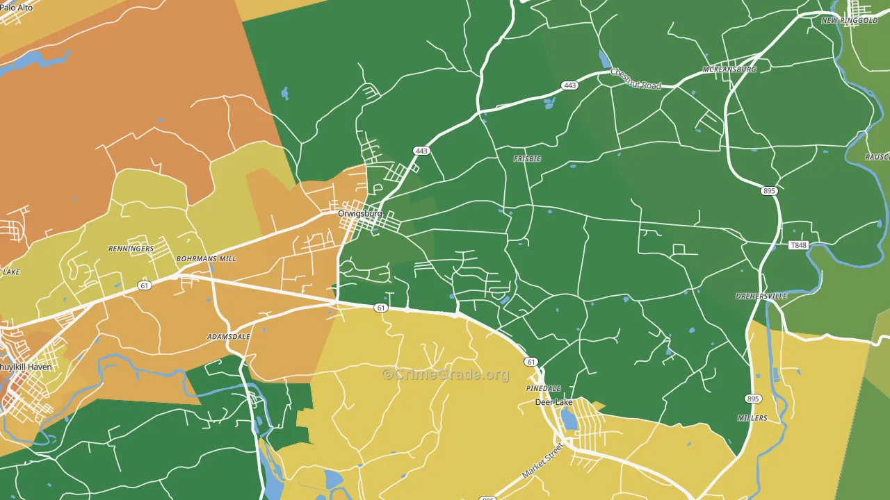 Orwigsburg, PA Map of Murder Rates