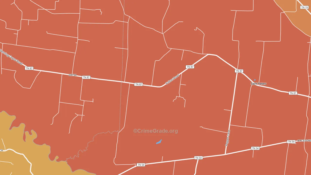 Orysa, TN Map of Murder Rates