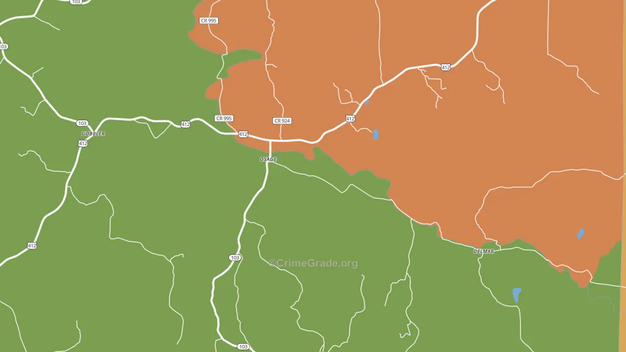 Osage, AR Map of Murder Rates