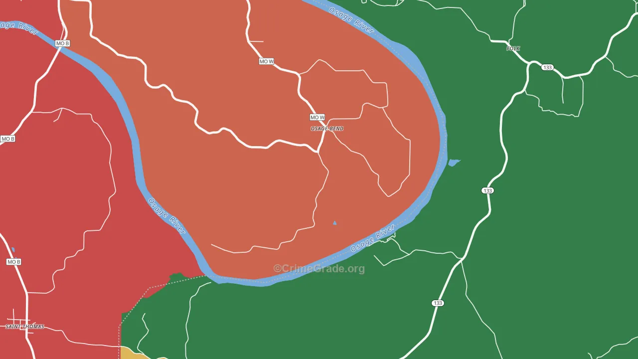 Osage Bend, MO Map of Murder Rates
