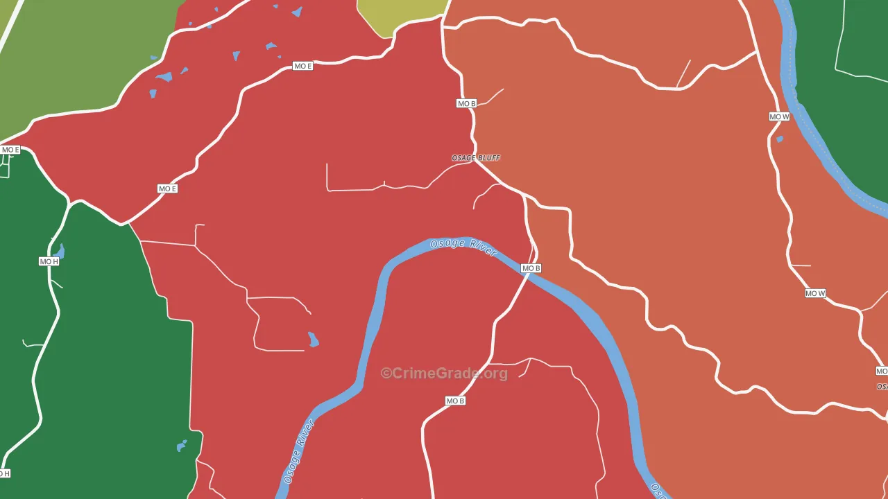 Osage Bluff, MO Map of Murder Rates