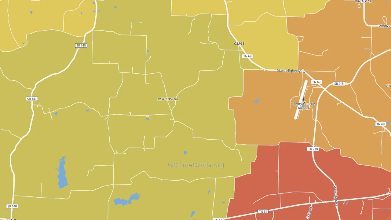 Osage, TN Map of Murder Rates