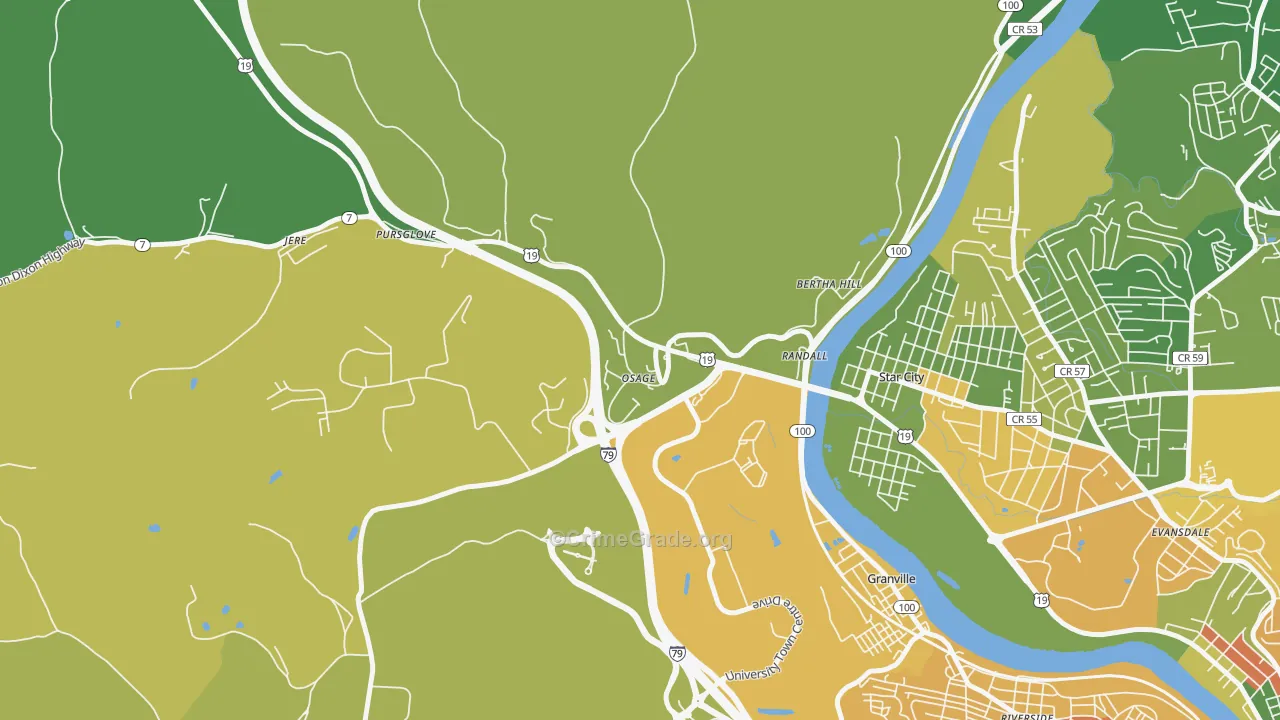 Osage, WV Map of Murder Rates