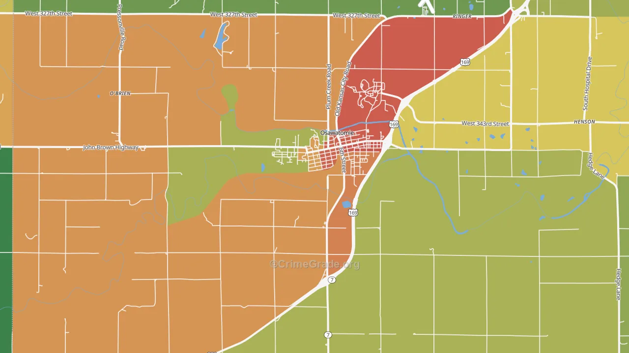 Osawatomie, KS Map of Murder Rates