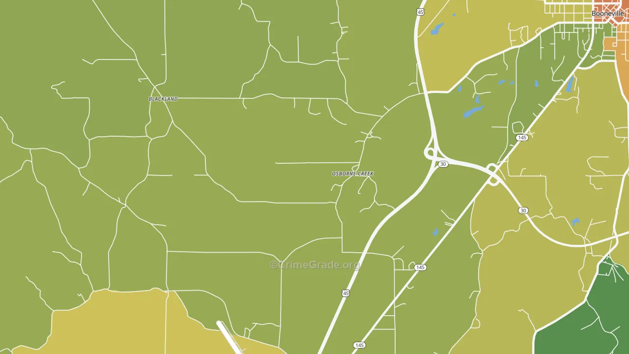 Osborne Creek, MS Map of Murder Rates