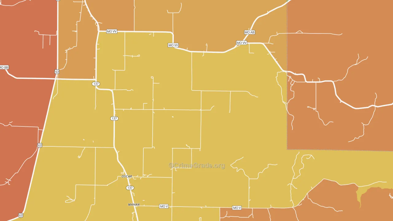 Oscar, MO Map of Murder Rates