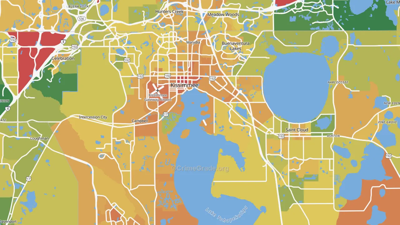 Osceola County, FL Map of Murder Rates