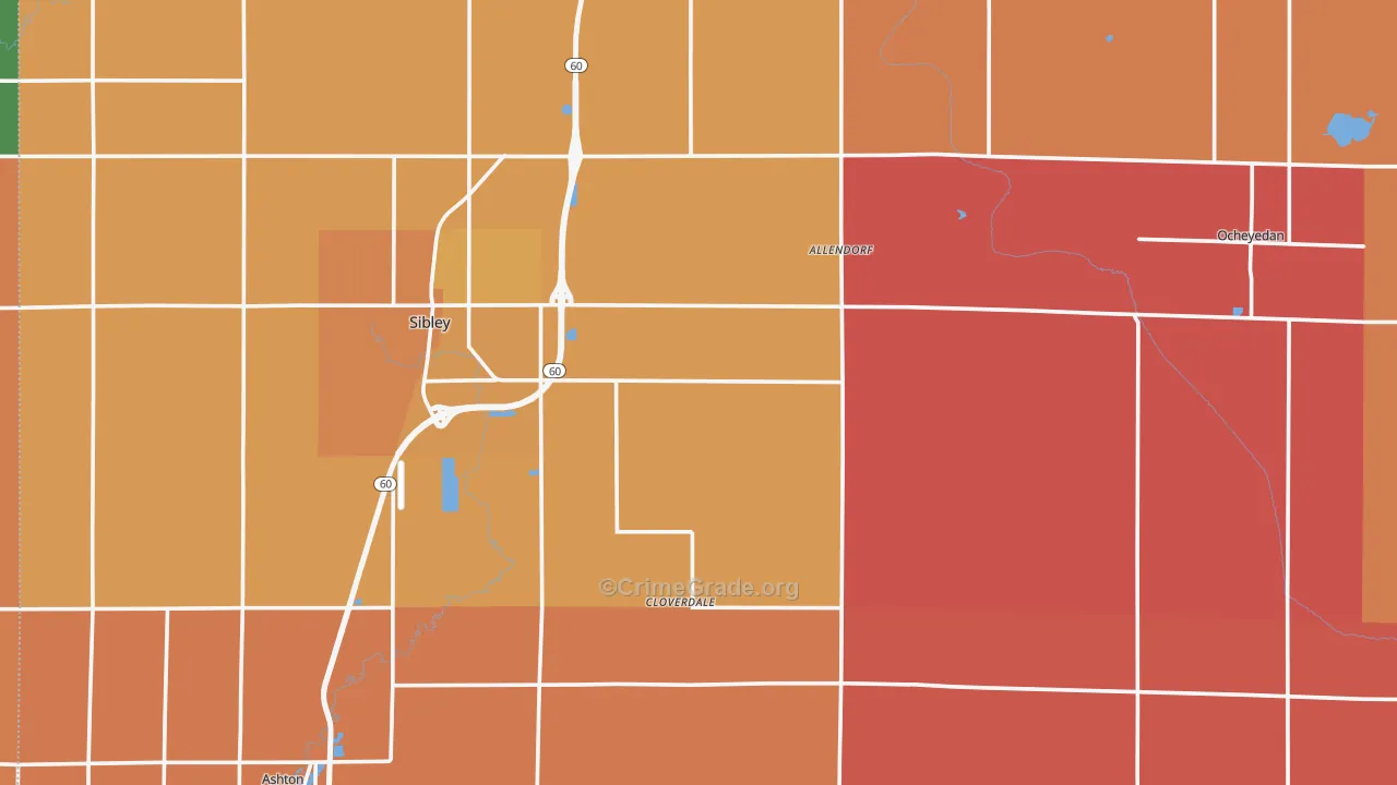 Osceola County, IA Map of Murder Rates
