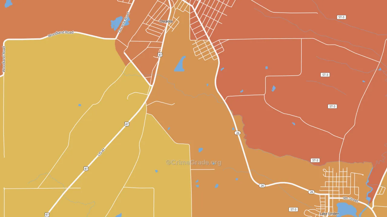 Osceola, MI Map of Murder Rates
