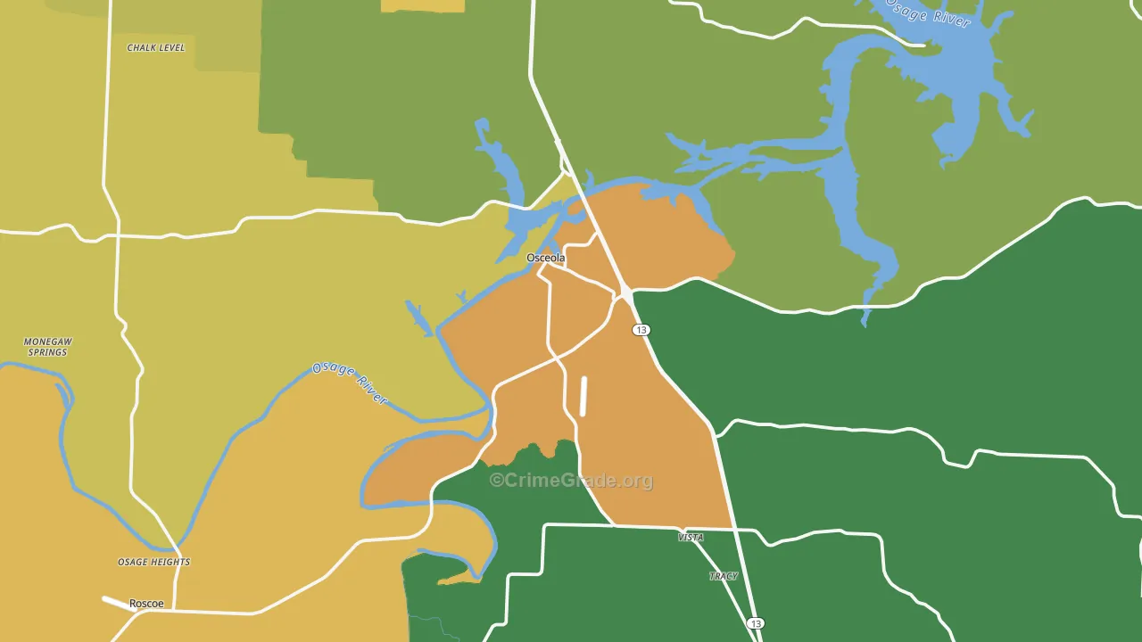 Osceola, MO Map of Murder Rates