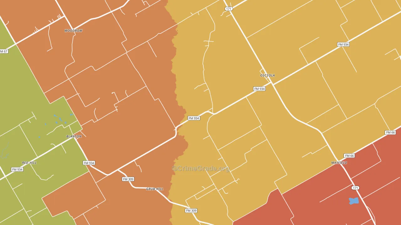 Osceola, TX Map of Murder Rates