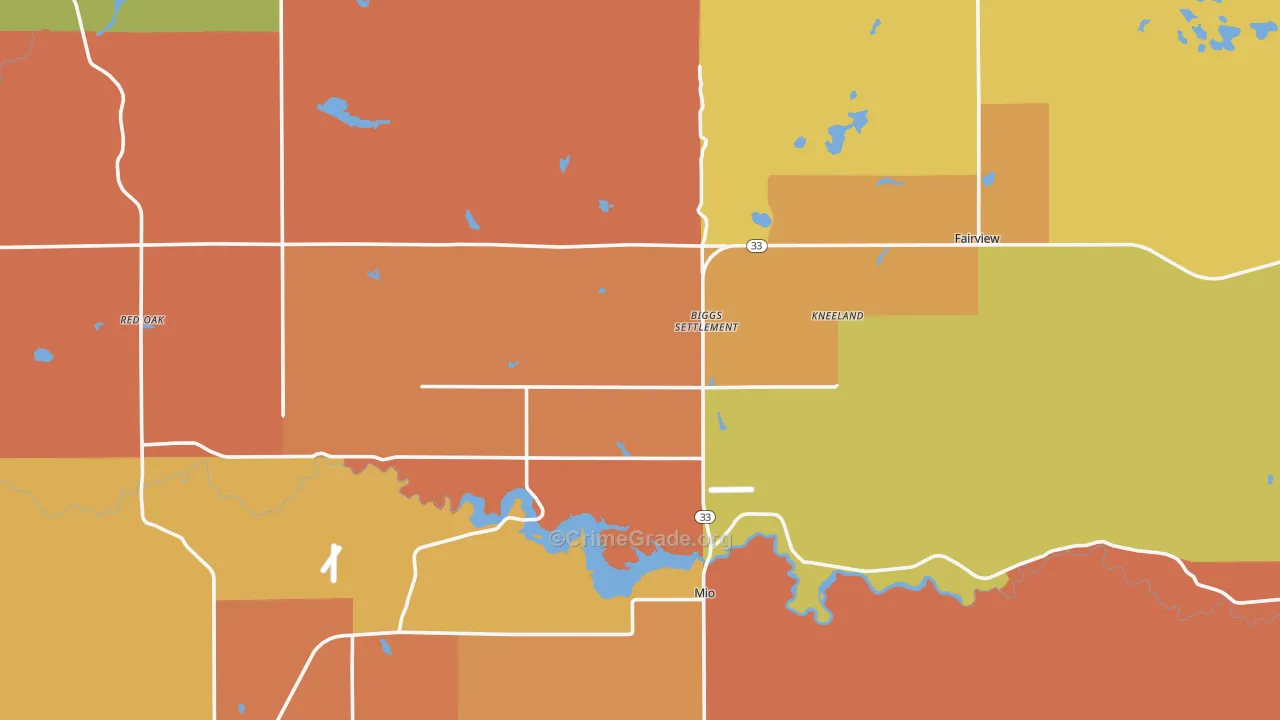 Oscoda County, MI Map of Murder Rates