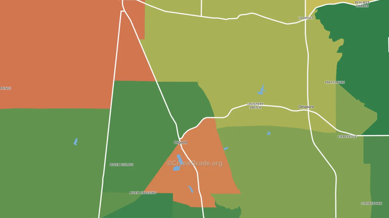 Osgood, IN Map of Murder Rates