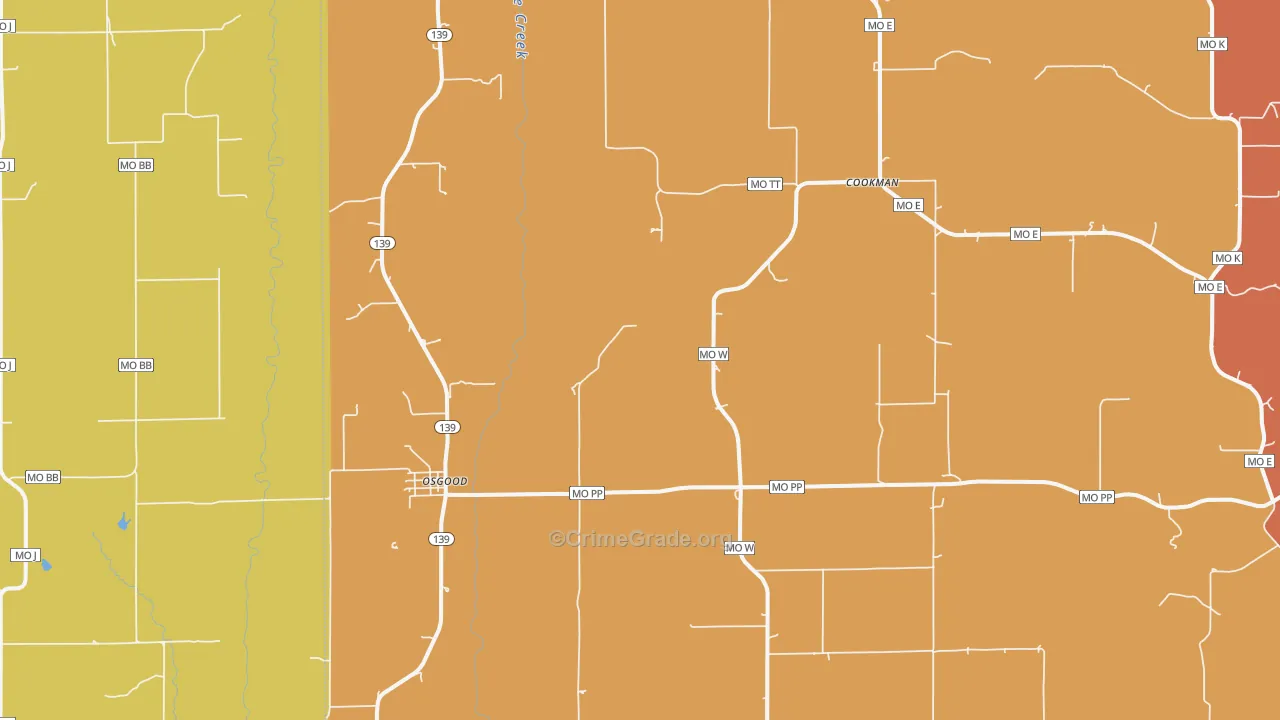 Osgood, MO Map of Murder Rates