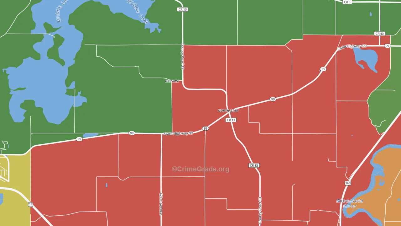 Oshawa, MN Map of Murder Rates