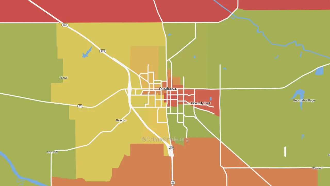 Oskaloosa, IA Map of Murder Rates