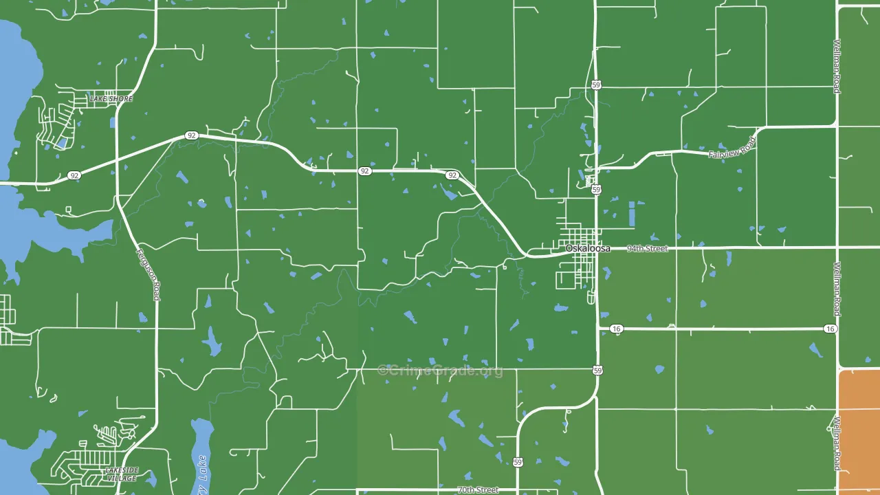Oskaloosa, KS Map of Murder Rates