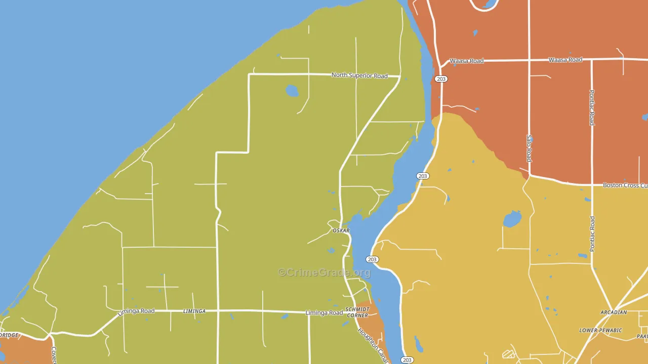 Oskar, MI Map of Murder Rates