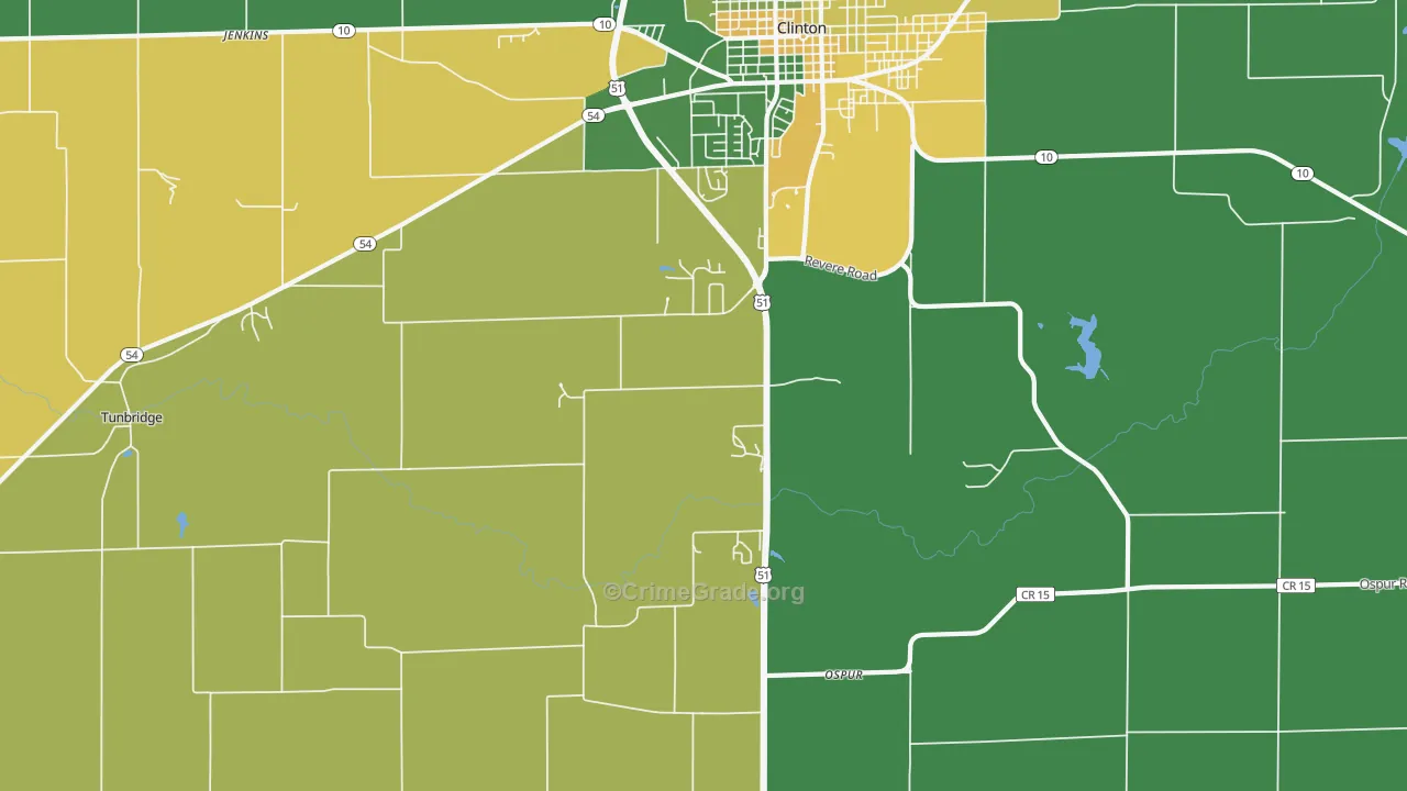 Ospur, IL Map of Murder Rates