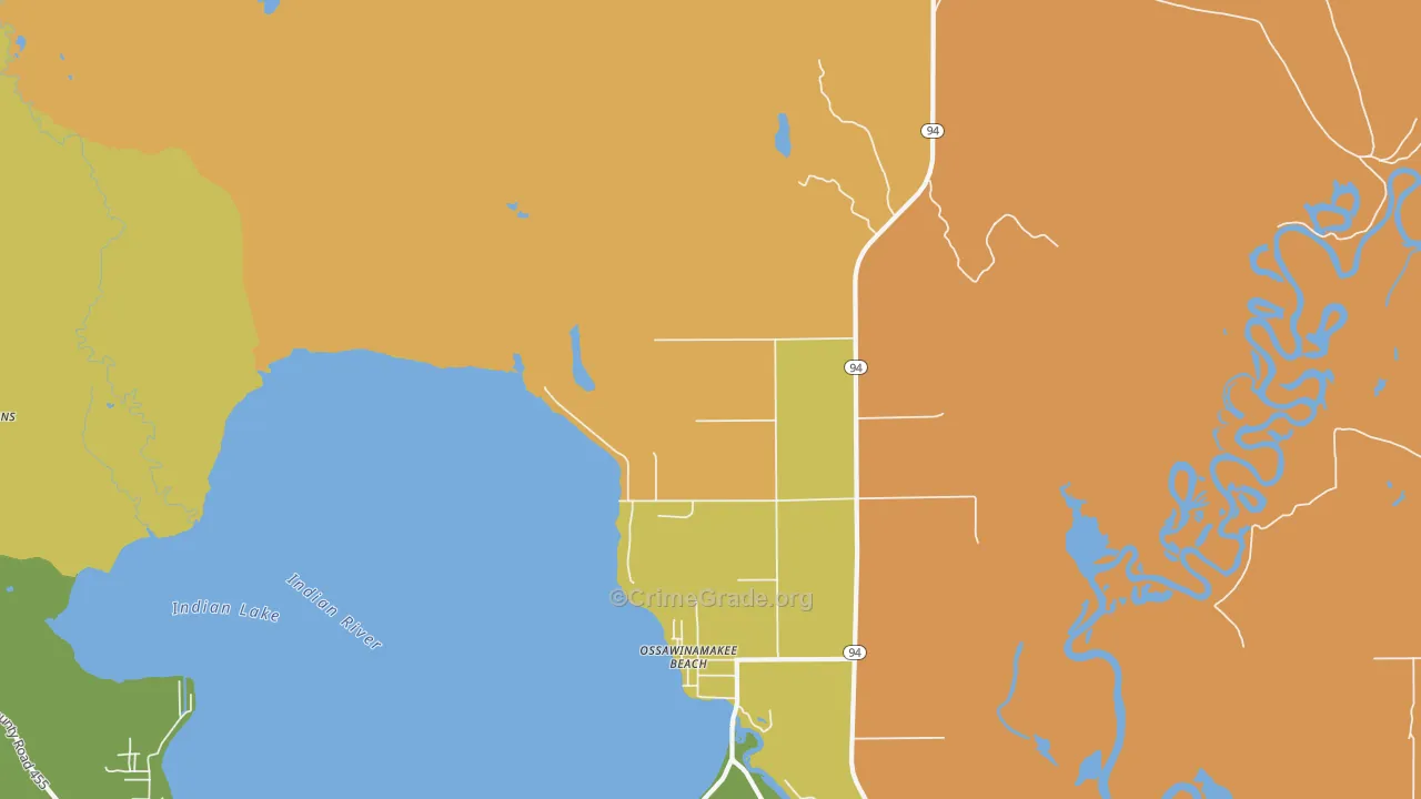 Ossawinamakee Beach, MI Map of Murder Rates