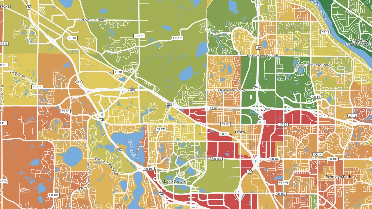 Osseo, MN Map of Murder Rates