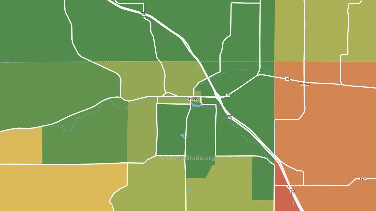 Osseo, WI Map of Murder Rates