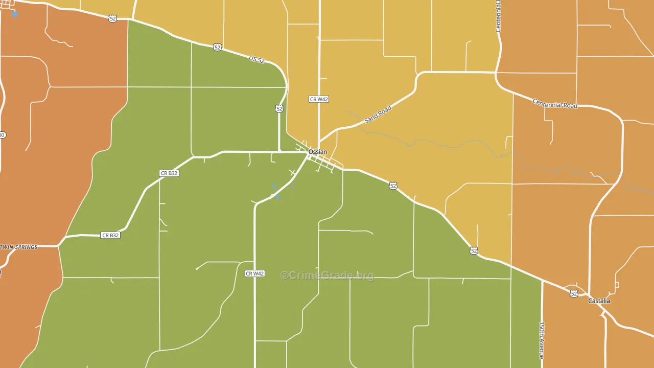 Ossian, IA Map of Murder Rates