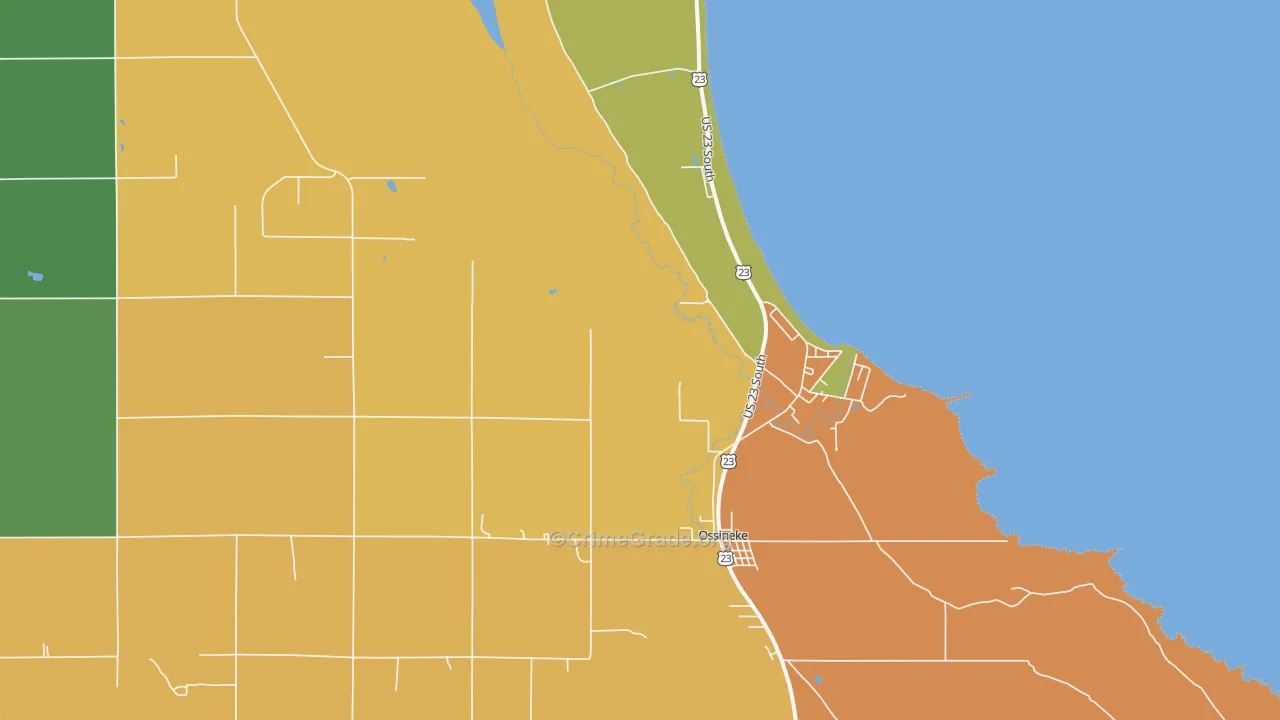 Ossineke, MI Map of Murder Rates