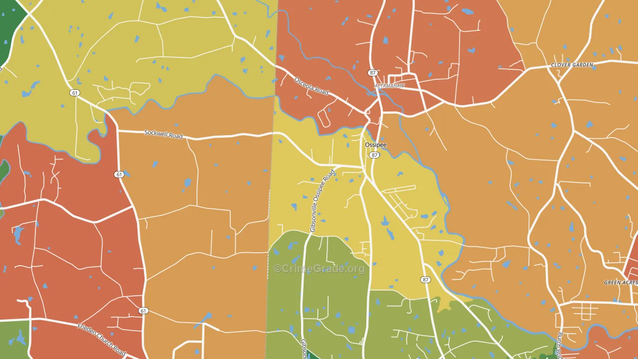 Ossipee, NC Map of Murder Rates