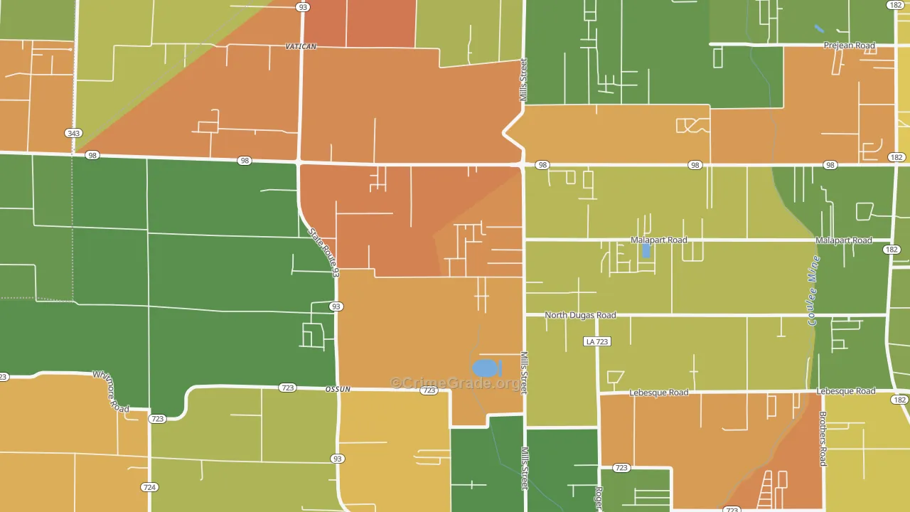 Ossun, LA Map of Murder Rates