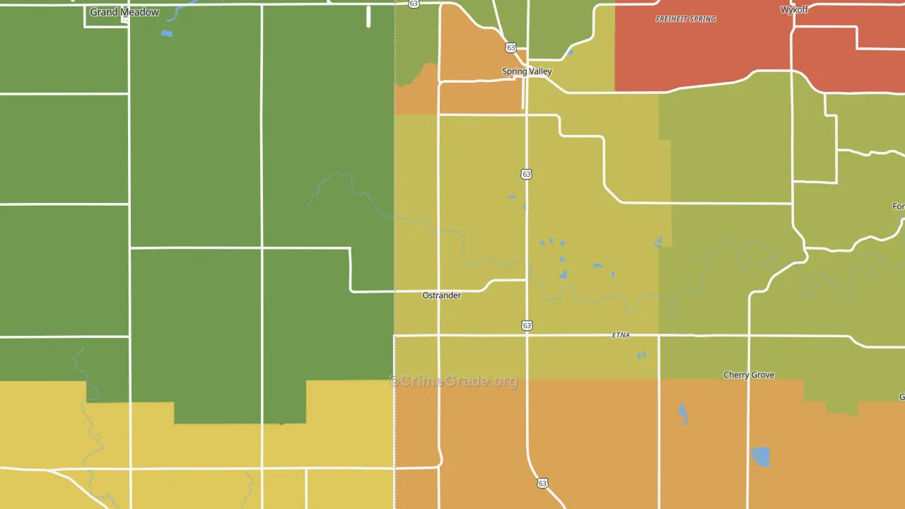 Ostrander, MN Map of Murder Rates