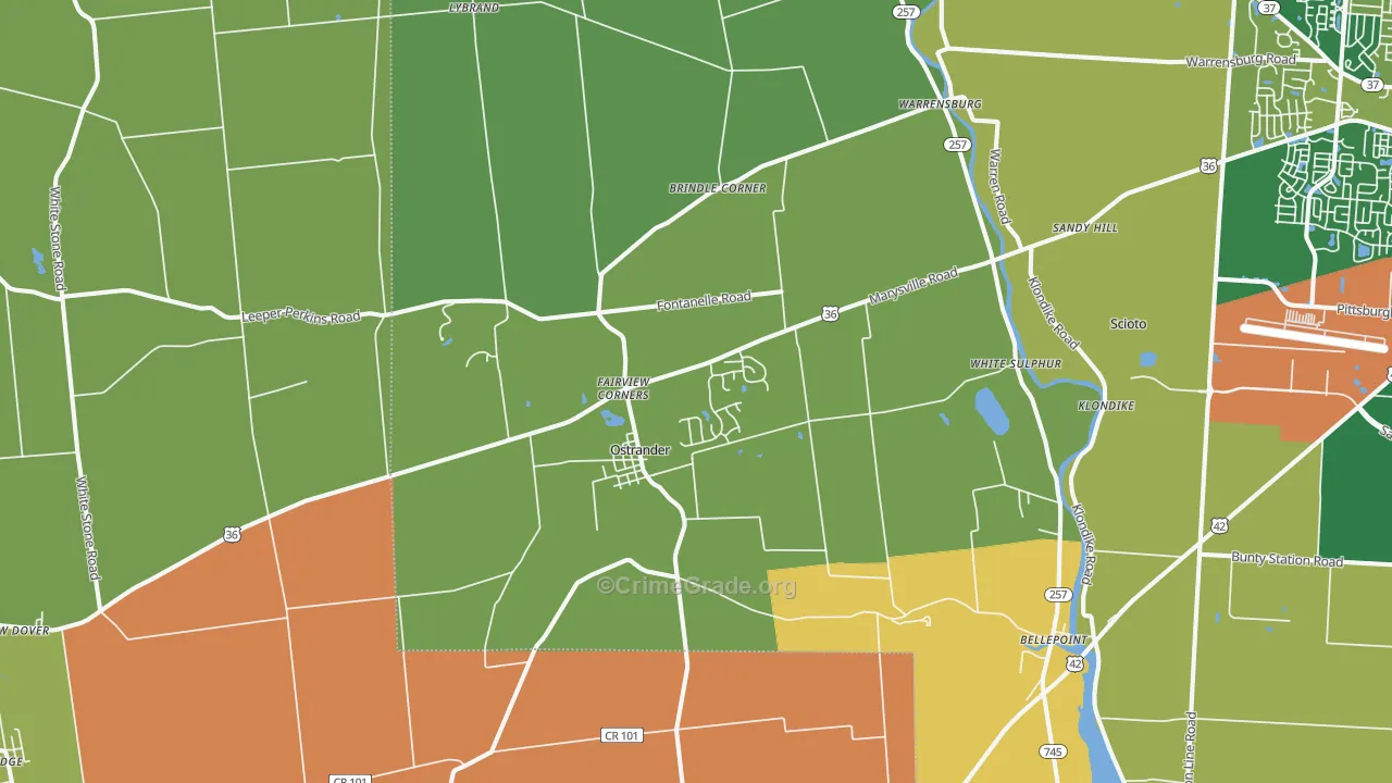Ostrander, OH Map of Murder Rates