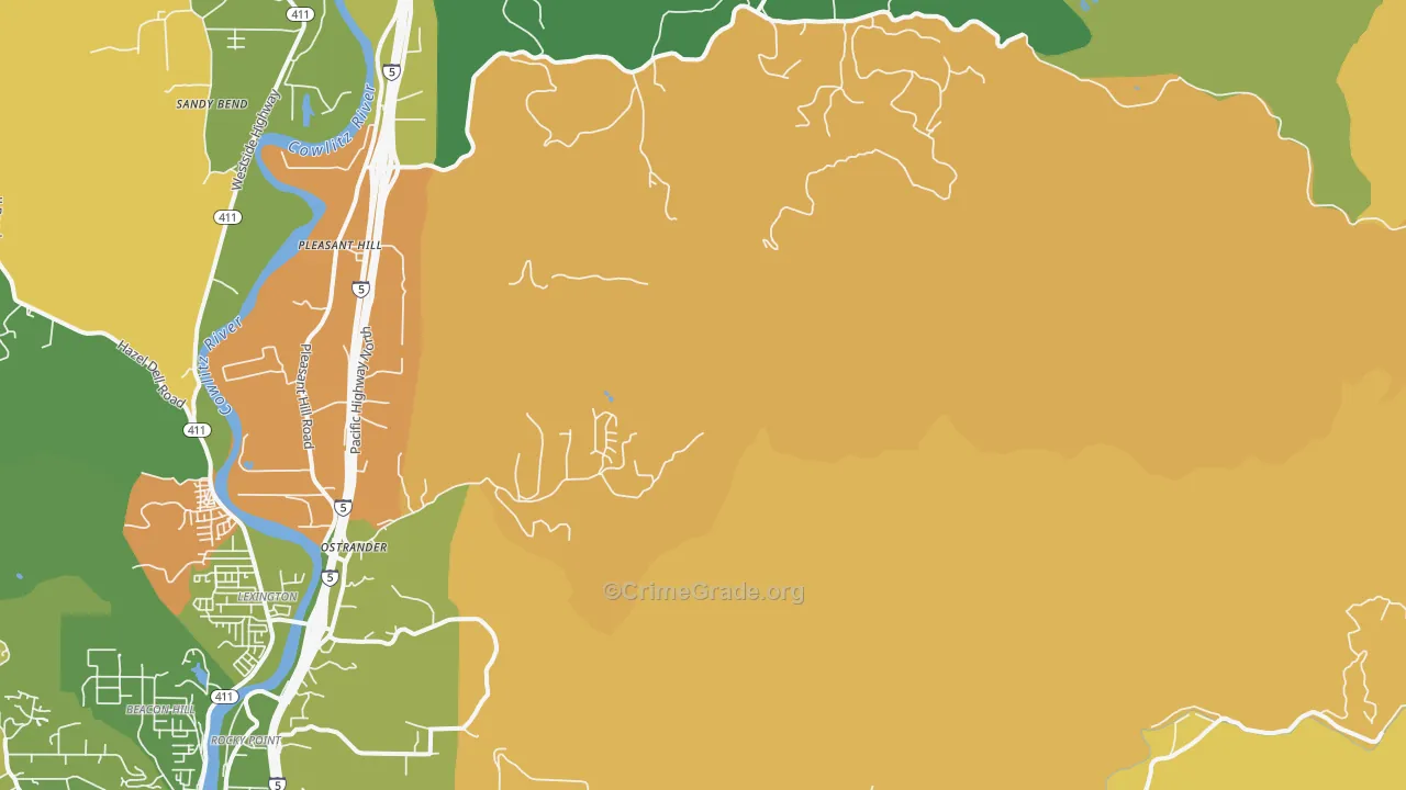Ostrander, WA Map of Murder Rates