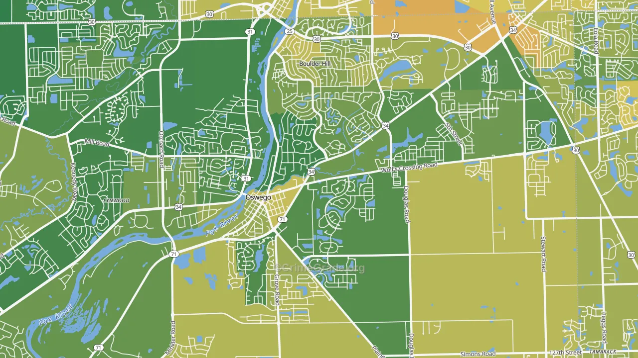 Oswego, IL Map of Murder Rates