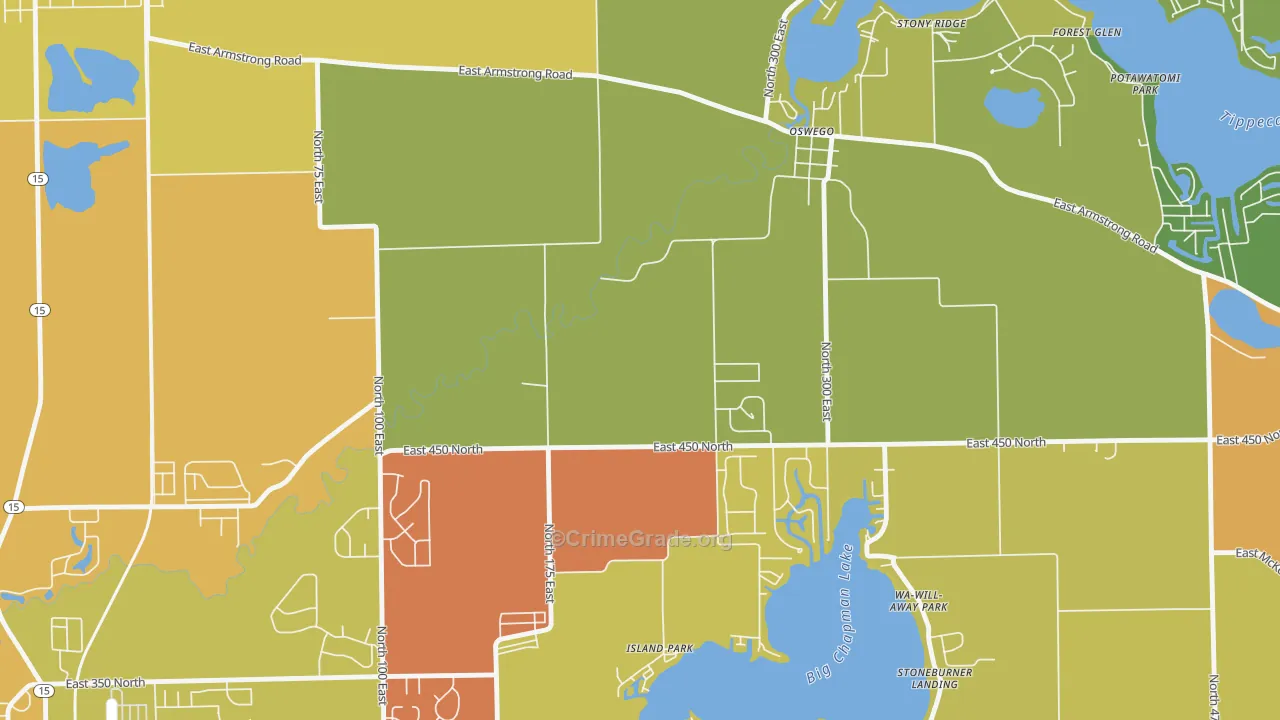 Oswego, IN Map of Murder Rates