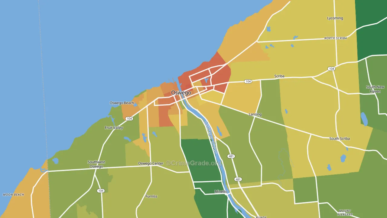 Oswego, NY Map of Murder Rates