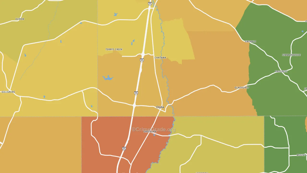Osyka, MS Map of Murder Rates