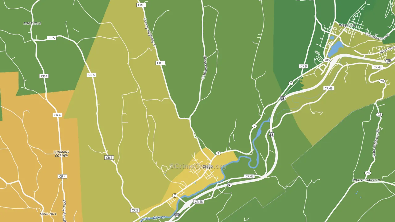 Otego, NY Map of Murder Rates