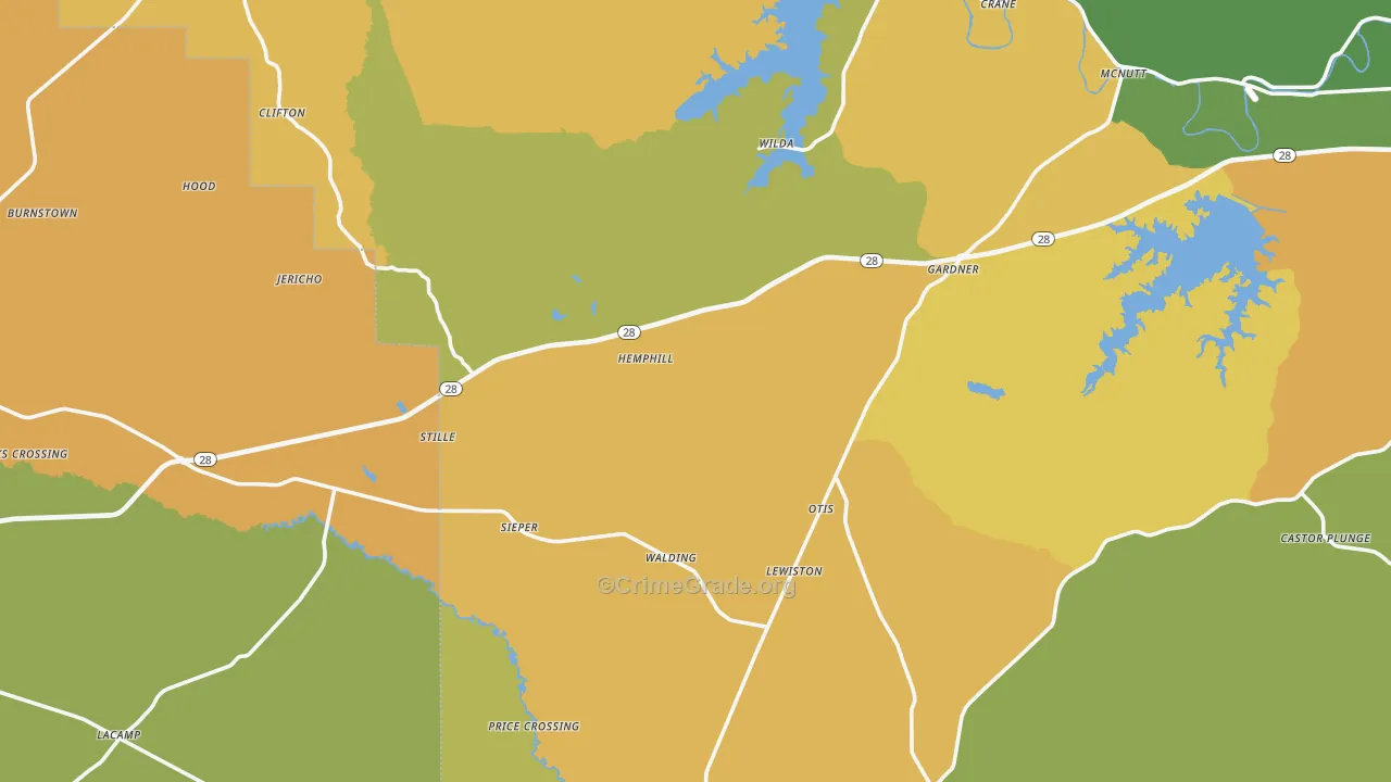 Otis, LA Map of Murder Rates