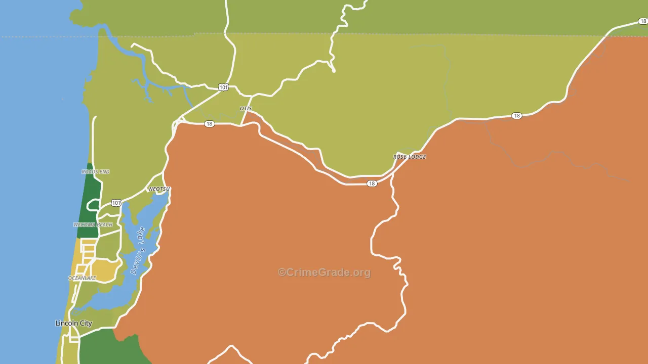 Otis, OR Map of Murder Rates