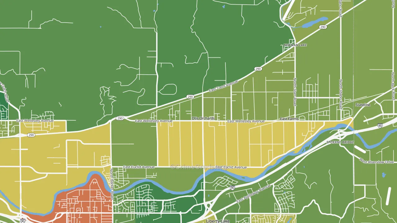 Otis Orchards, WA Map of Murder Rates
