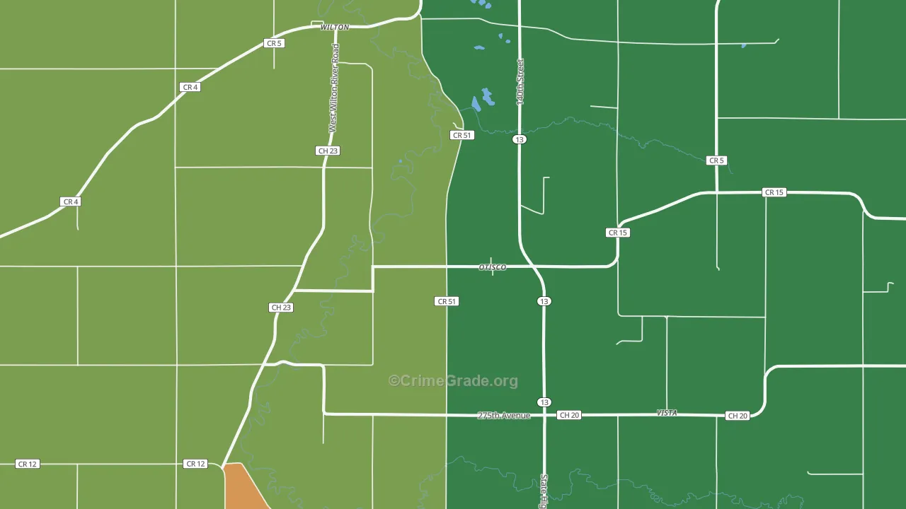 Otisco, MN Map of Murder Rates