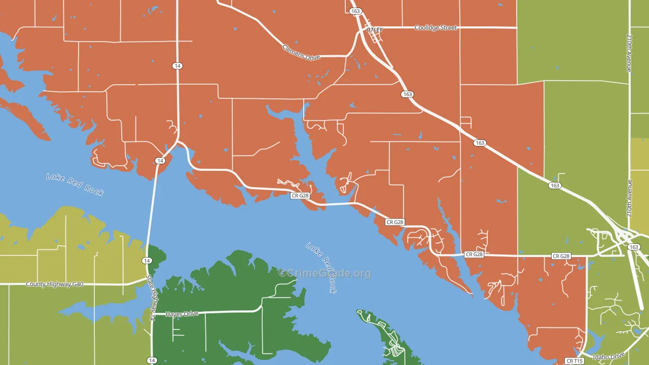 Otley, IA Map of Murder Rates
