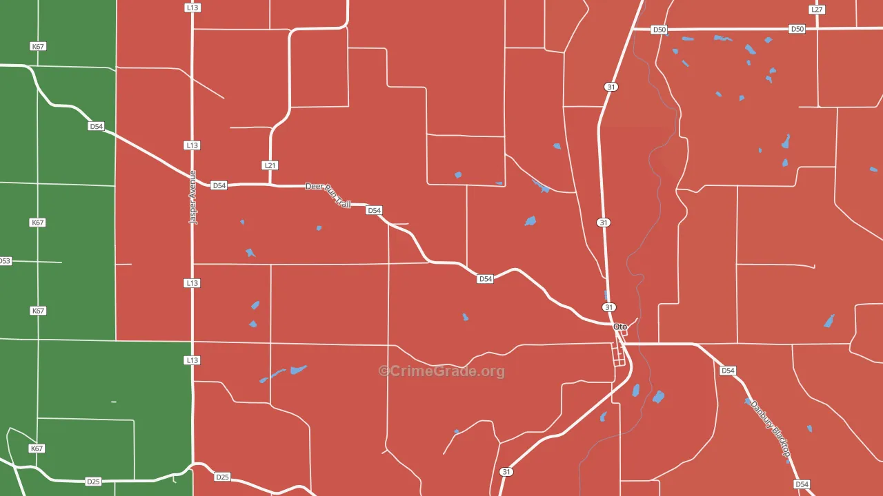 Oto, IA Map of Murder Rates