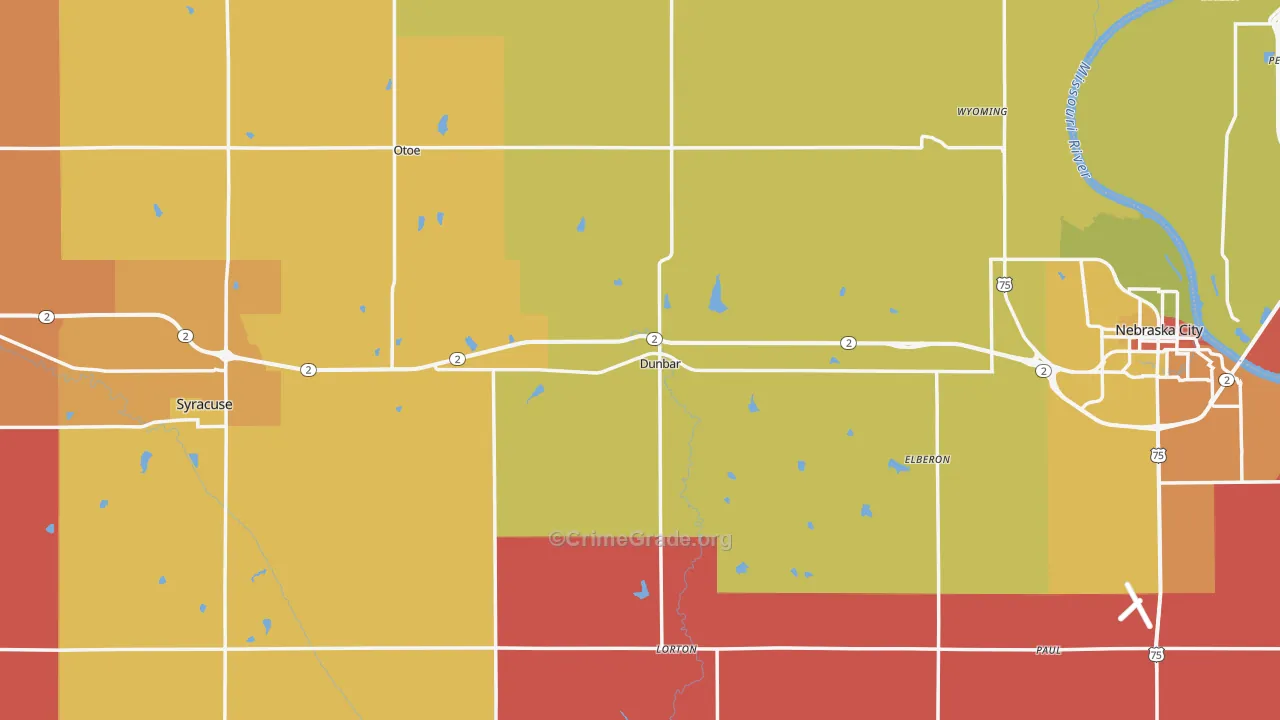 Otoe County, NE Map of Murder Rates